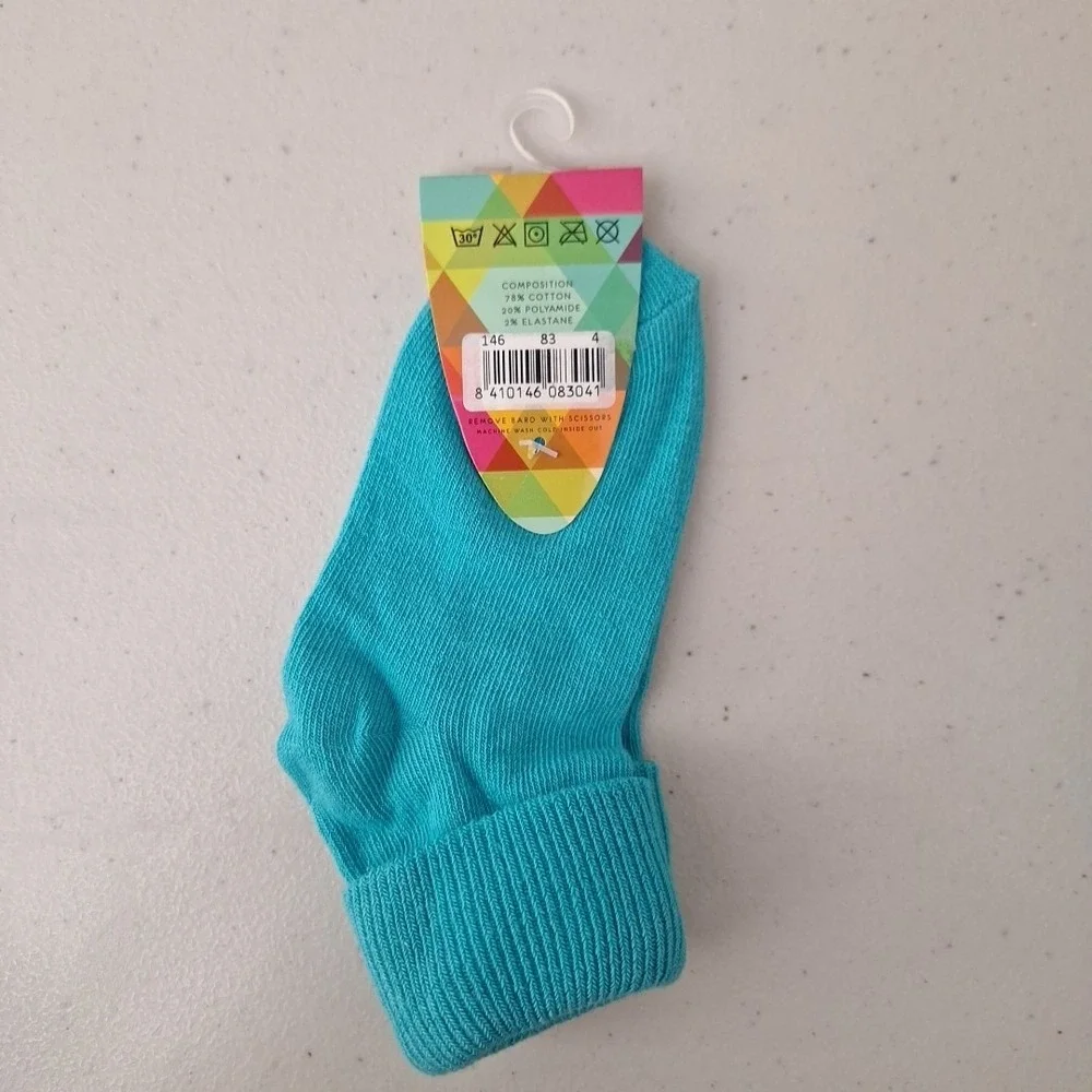 6-Pack ZUBII Kids Got Flair Youth Crew Socks Size 4 Teal Turquoise NWT